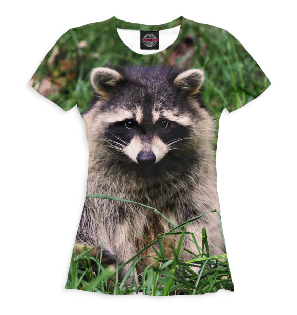 Футболка для девочек с изображением Енот цвета Белый