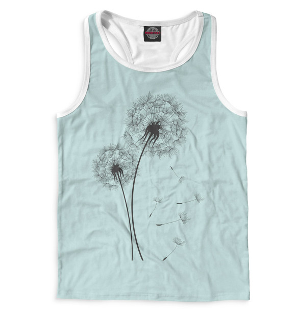 Мужская майка-борцовка с изображением Одуванчики цвета Белый