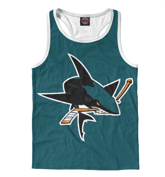 Мужская майка-борцовка с изображением Акула цвета Белый