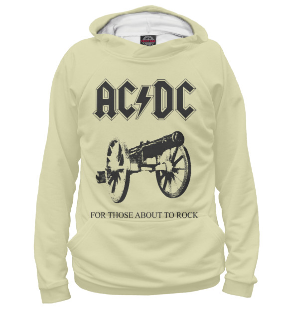 Женское худи с изображением AC/DC цвета Белый