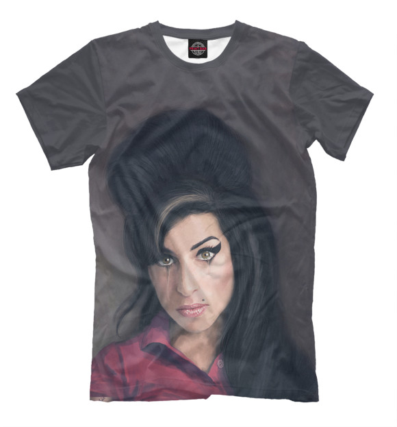 Мужская футболка с изображением Amy Winehouse цвета Серый