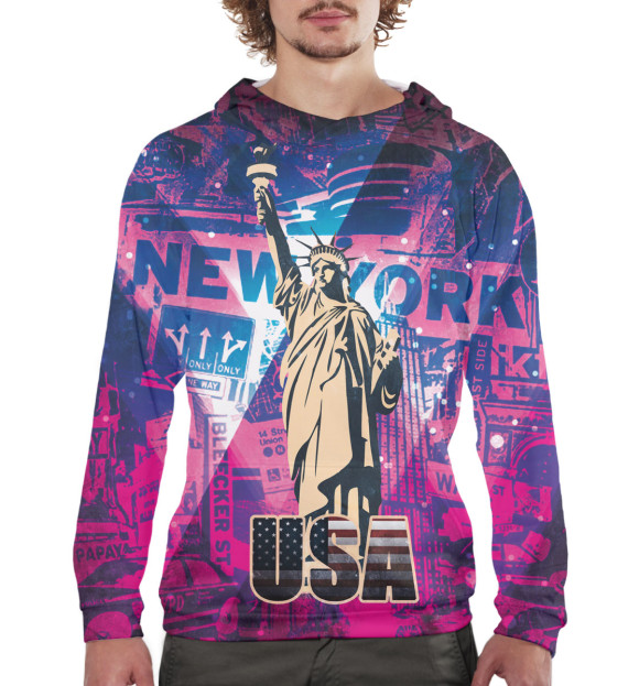 Мужское худи с изображением Статуя Свободы цвета Белый