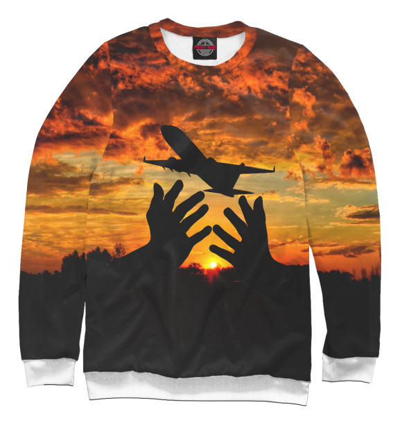 Женский свитшот с изображением Самолёт цвета Белый