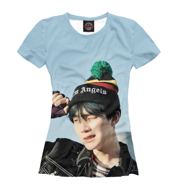 Футболка для девочек с изображением BTS SUGA цвета Белый