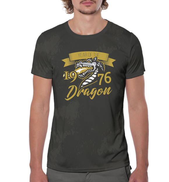 Мужская футболка с изображением Год дракона — 1976 цвета Белый