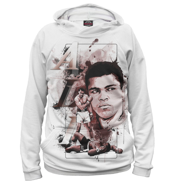Женское худи с изображением Мухаммед Али цвета Белый