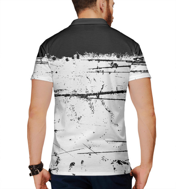 Мужское поло с изображением Черно-белый гранж цвета Белый