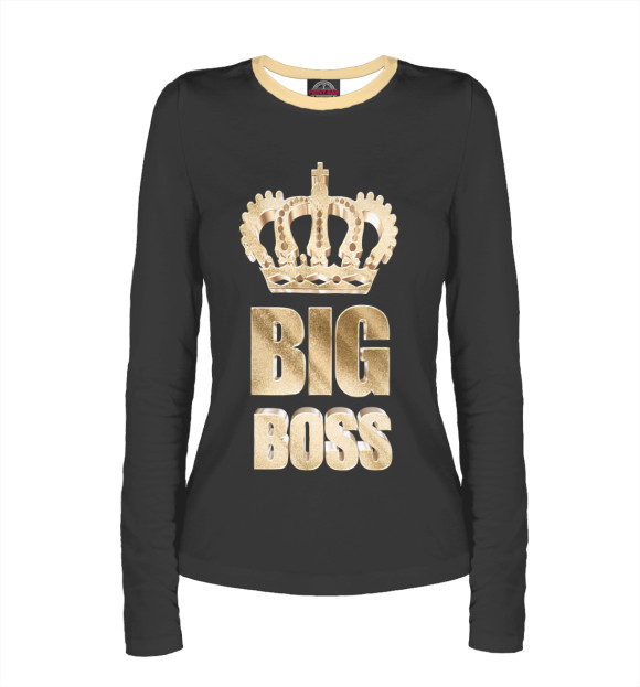 Женский лонгслив с изображением Big Boss цвета Белый