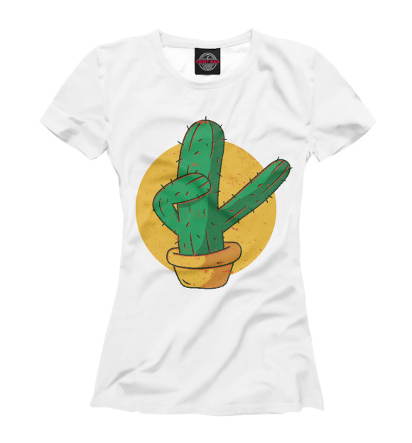 Женская футболка с изображением Dabbing cactus цвета Белый
