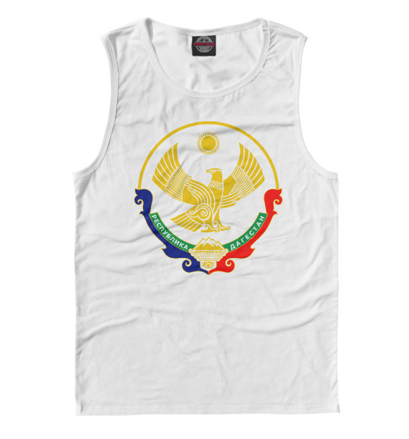 Мужская майка с изображением Герб Дагестана цвета Белый