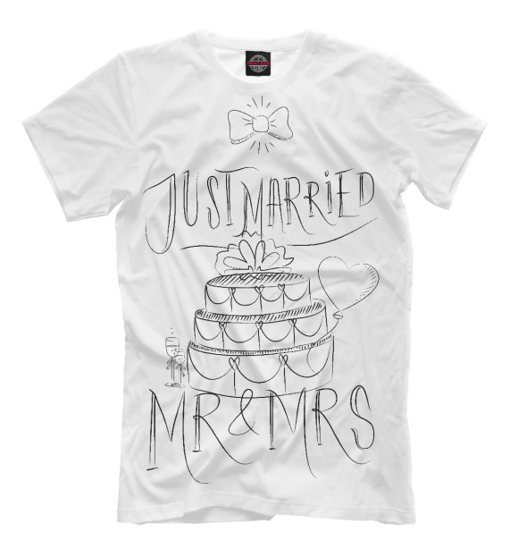 Мужская футболка с изображением MR & MRS цвета Молочно-белый