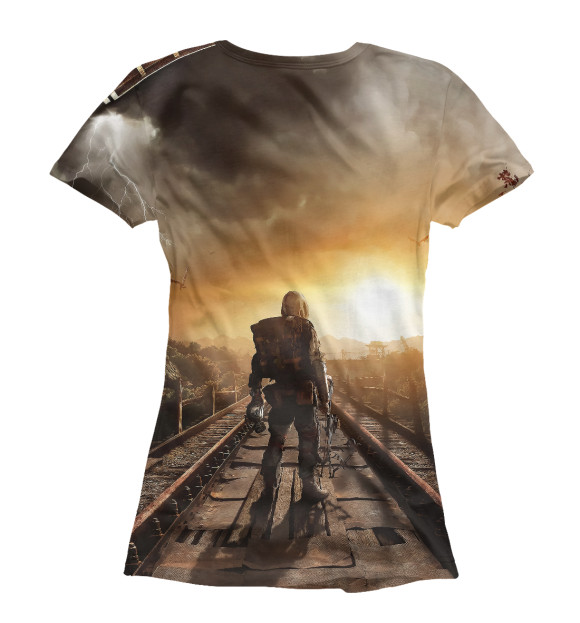 Женская футболка с изображением Metro 2033 постапокалипсис цвета Белый