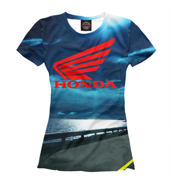 Женская футболка с изображением Honda цвета Р‘РµР»С‹Р№