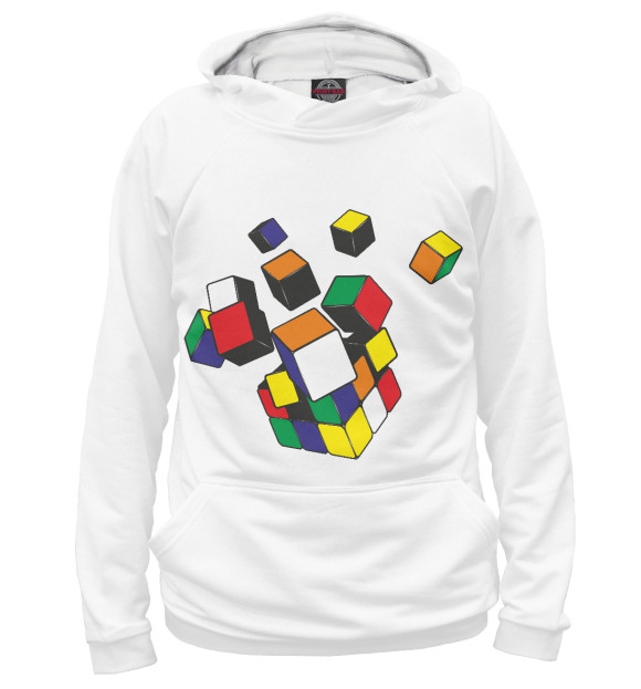 Женское худи с изображением Кубик Рубика цвета Белый
