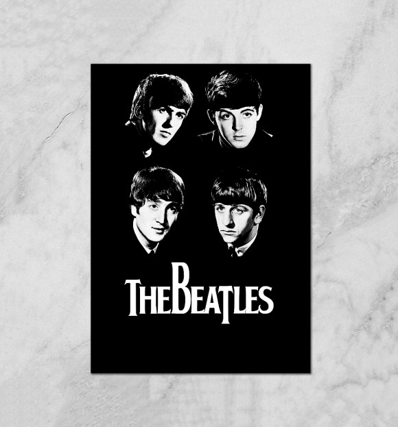 Плакат с притом The Beatles цвета Белый Плакат с изображением The Beatles цвета Белый
