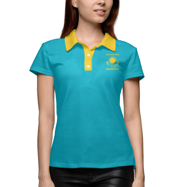 Женское поло с изображением Казахстан цвета Р‘РµР»С‹Р№