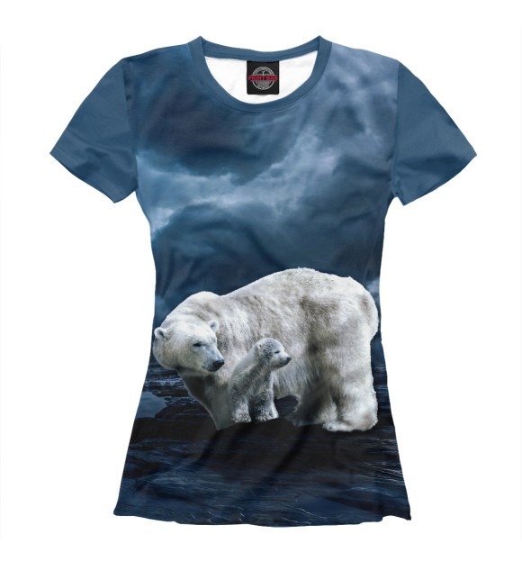Женская футболка с изображением Полярные медведи цвета Белый