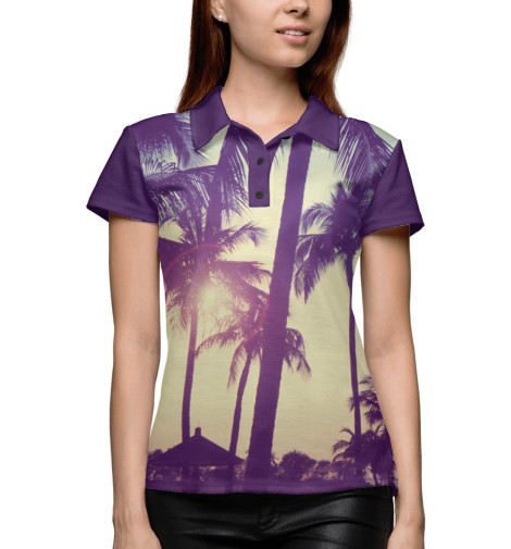 

Поло Print Bar, Белый, Пальмы