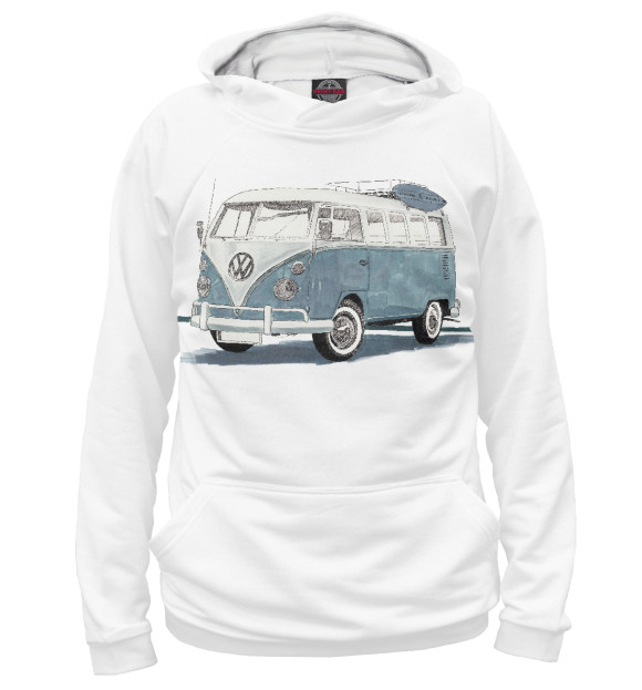 Женское худи с изображением VW T1 цвета Белый