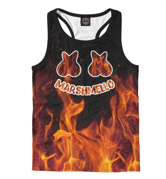 Мужская майка-борцовка с изображением Marshmello Fire цвета Белый