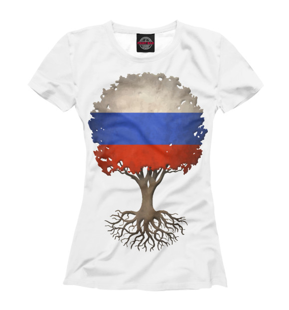 Футболка для девочек с изображением Дерево России цвета Белый