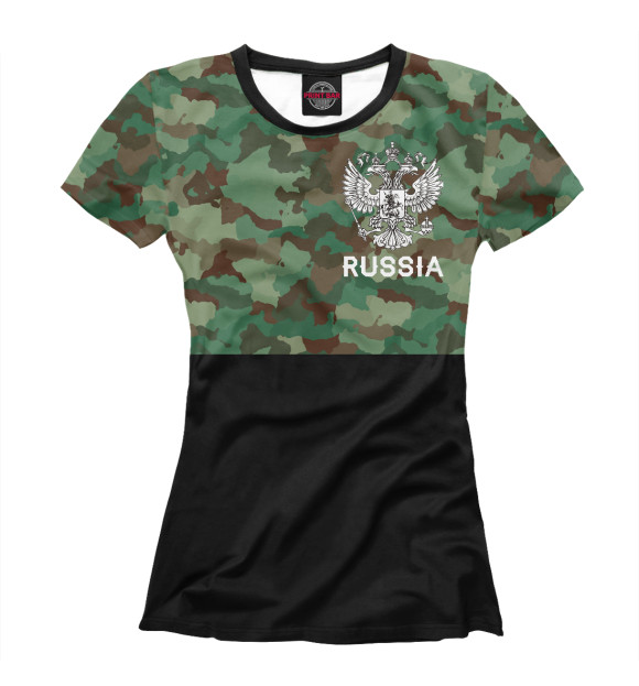 Женская футболка с изображением Russia цвета Белый