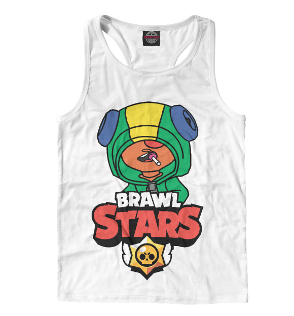 Мужская майка-борцовка с изображением Leon цвета Белый