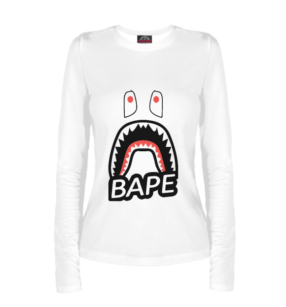 Женский лонгслив с изображением BAPE цвета Белый