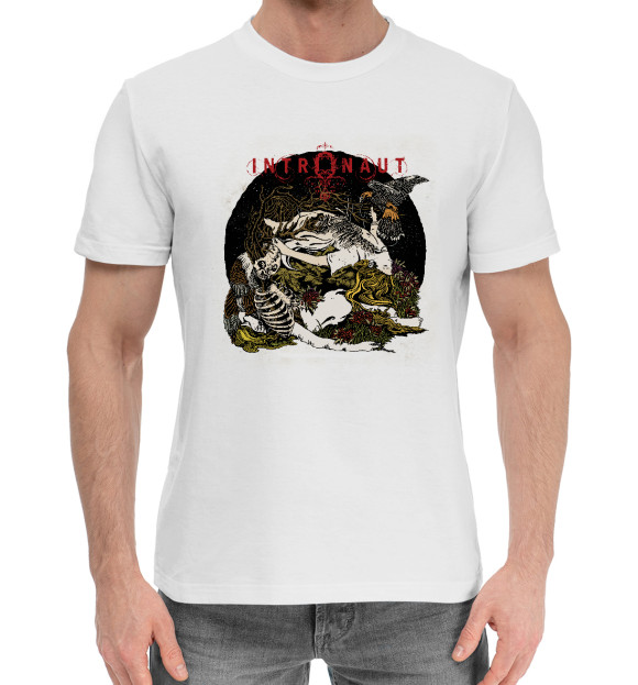 Мужская хлопковая футболка с изображением Intronaut цвета Белый