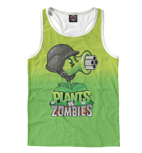 Мужская майка-борцовка с изображением Plants vs. Zombies цвета Белый