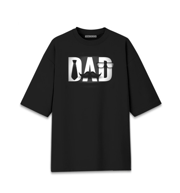 Женская футболка оверсайз с притом Папаша цвета Черный Женская футболка оверсайз с изображением Папаша цвета Черный