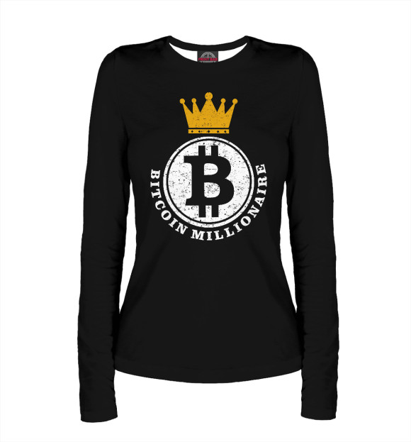 Женский лонгслив с изображением Bitcoin цвета Белый