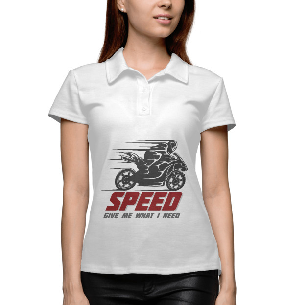 Женское поло с изображением Скорость цвета Белый