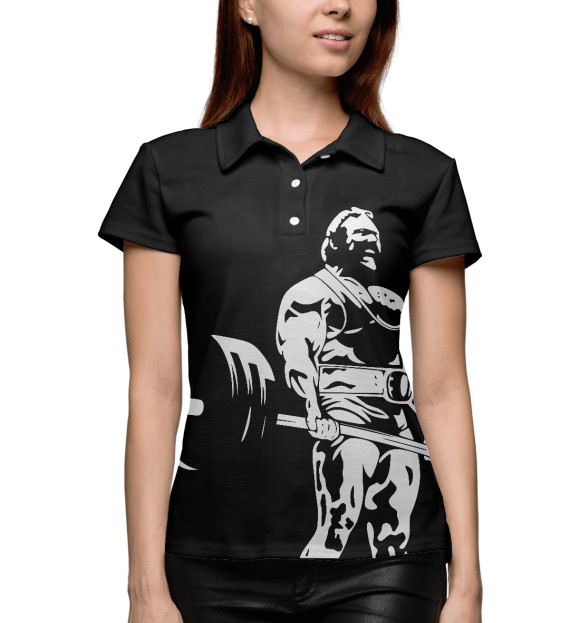 Женское поло с изображением Бодибилдинг цвета Белый