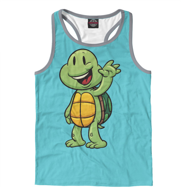 Мужская майка-борцовка с изображением Черепаха цвета Белый