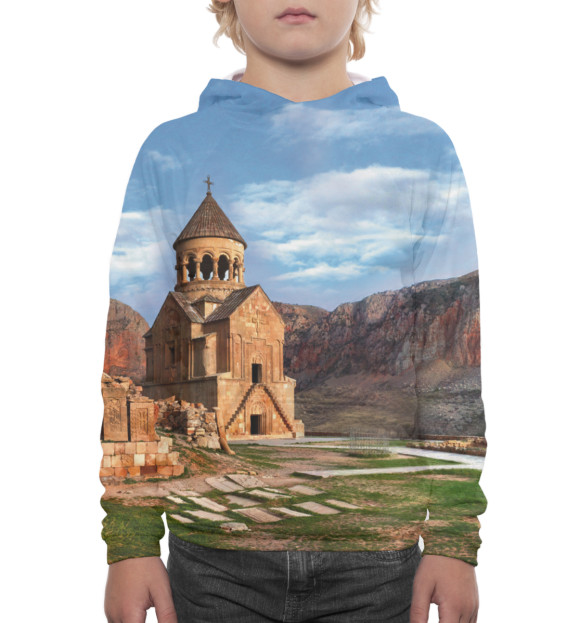 Худи для мальчика с изображением Армения цвета Белый