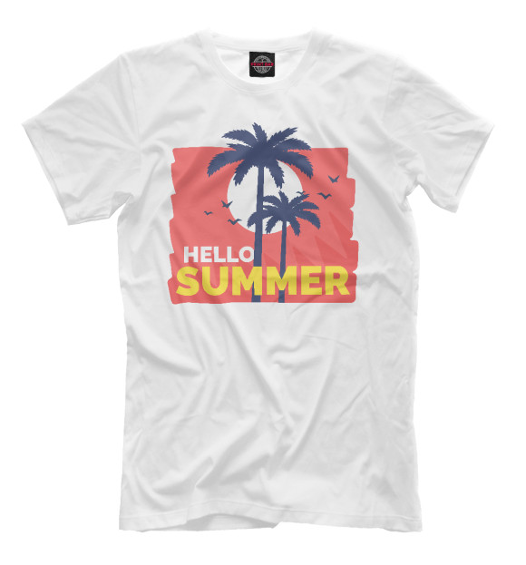 Мужская футболка с изображением Лето цвета Молочно-белый