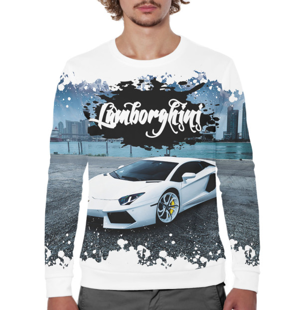 Мужской свитшот с изображением Lamborghini цвета Белый