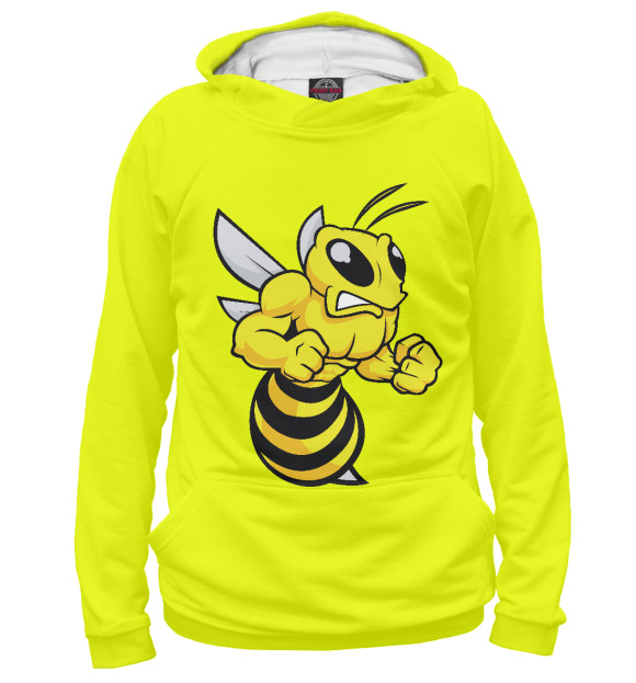 Мужское худи с притом Шмель цвета Белый Мужское худи с изображением Шмель цвета Белый