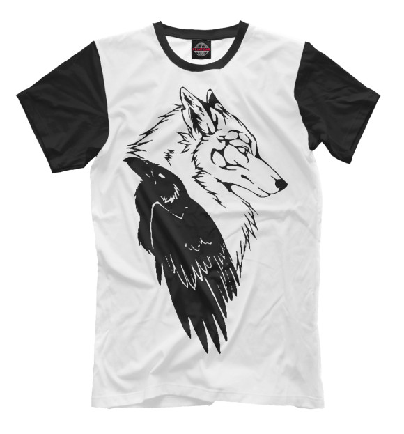 Футболка для мальчиков с изображением Wolf & Raven цвета Молочно-белый