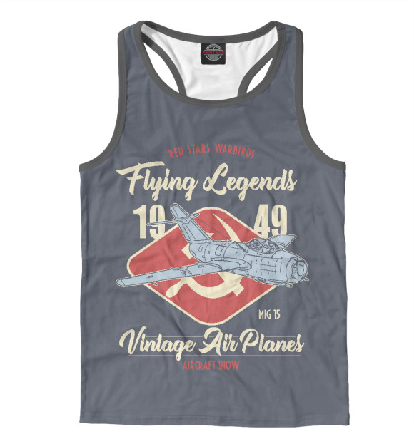 Мужская майка-борцовка с изображением МиГ-15 цвета Белый