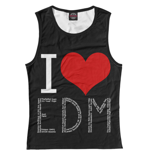 Майка для девочки с изображением I love EDM цвета Белый