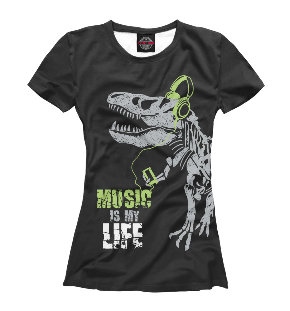 Женская футболка с изображением Music is my life цвета Белый