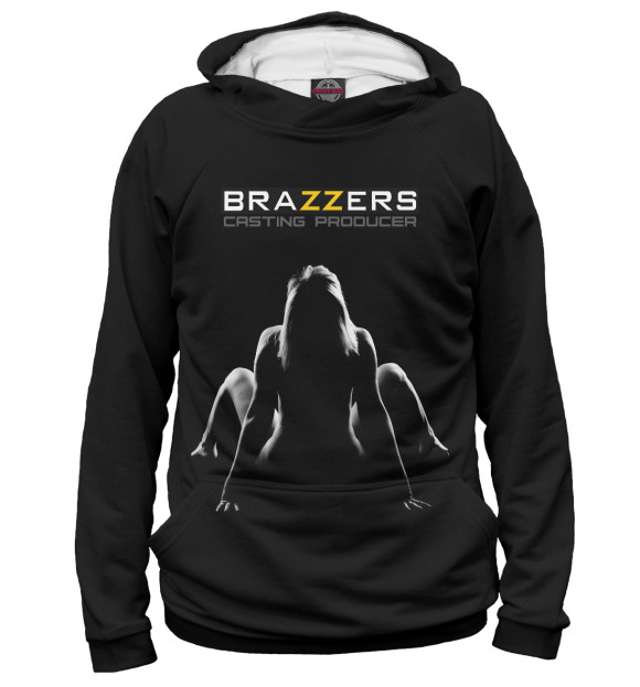 Женское худи с изображением Brazzers Casting-producer цвета Белый