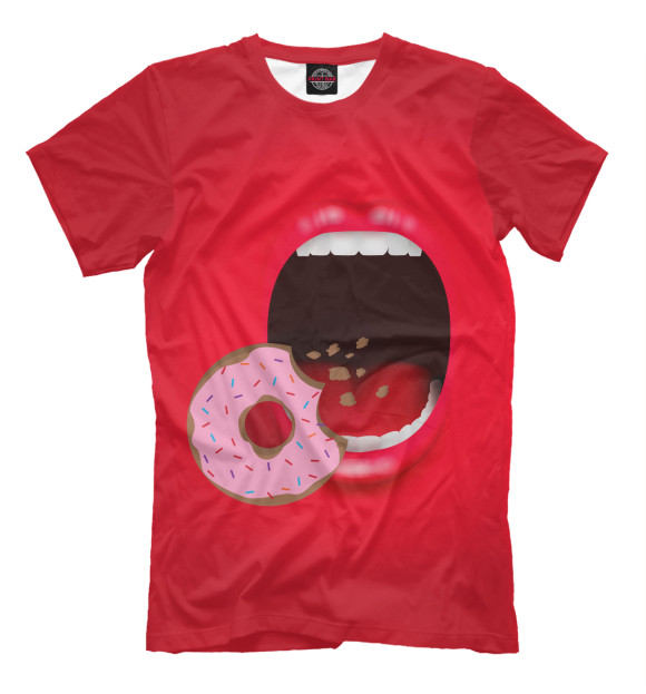 Мужская футболка с изображением Пончик цвета Темно-розовый