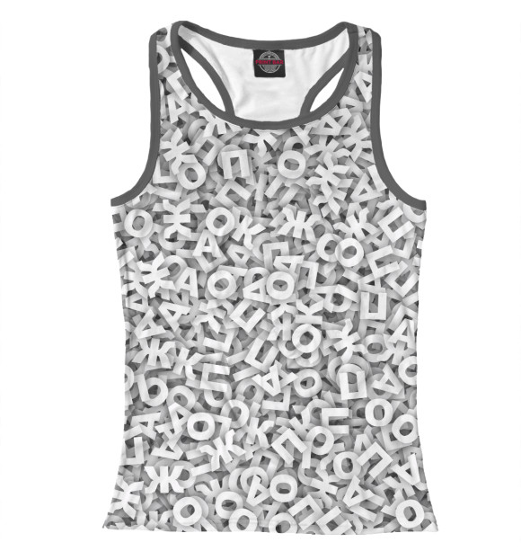 Женская майка-борцовка с изображением Буквы цвета Белый