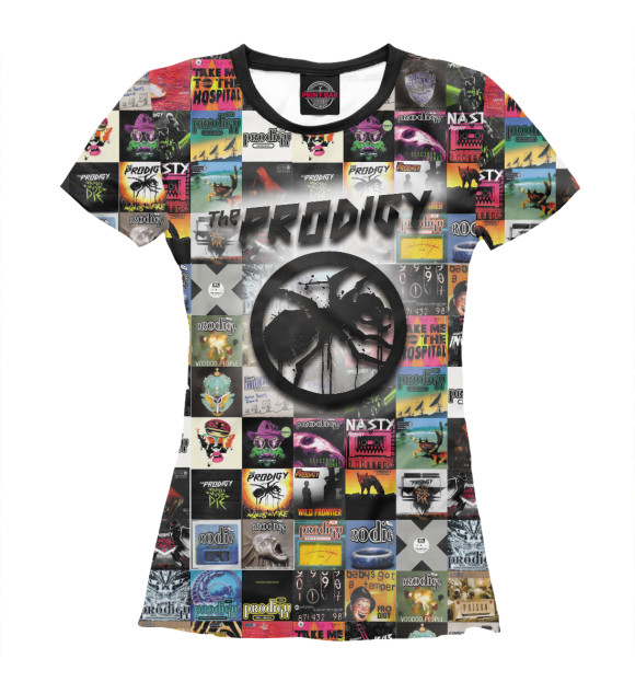 Футболка для девочек с изображением Prodigy All Albums цвета Белый