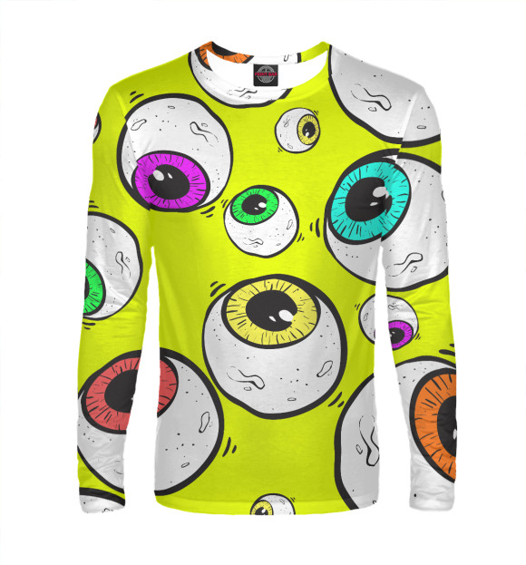 Мужской лонгслив с изображением Глаза цвета Белый