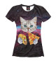 Женская футболка Котик с Пиццей