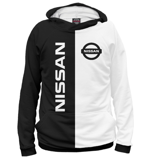 Мужское худи с притом NISSAN цвета Белый Мужское худи с изображением NISSAN цвета Белый